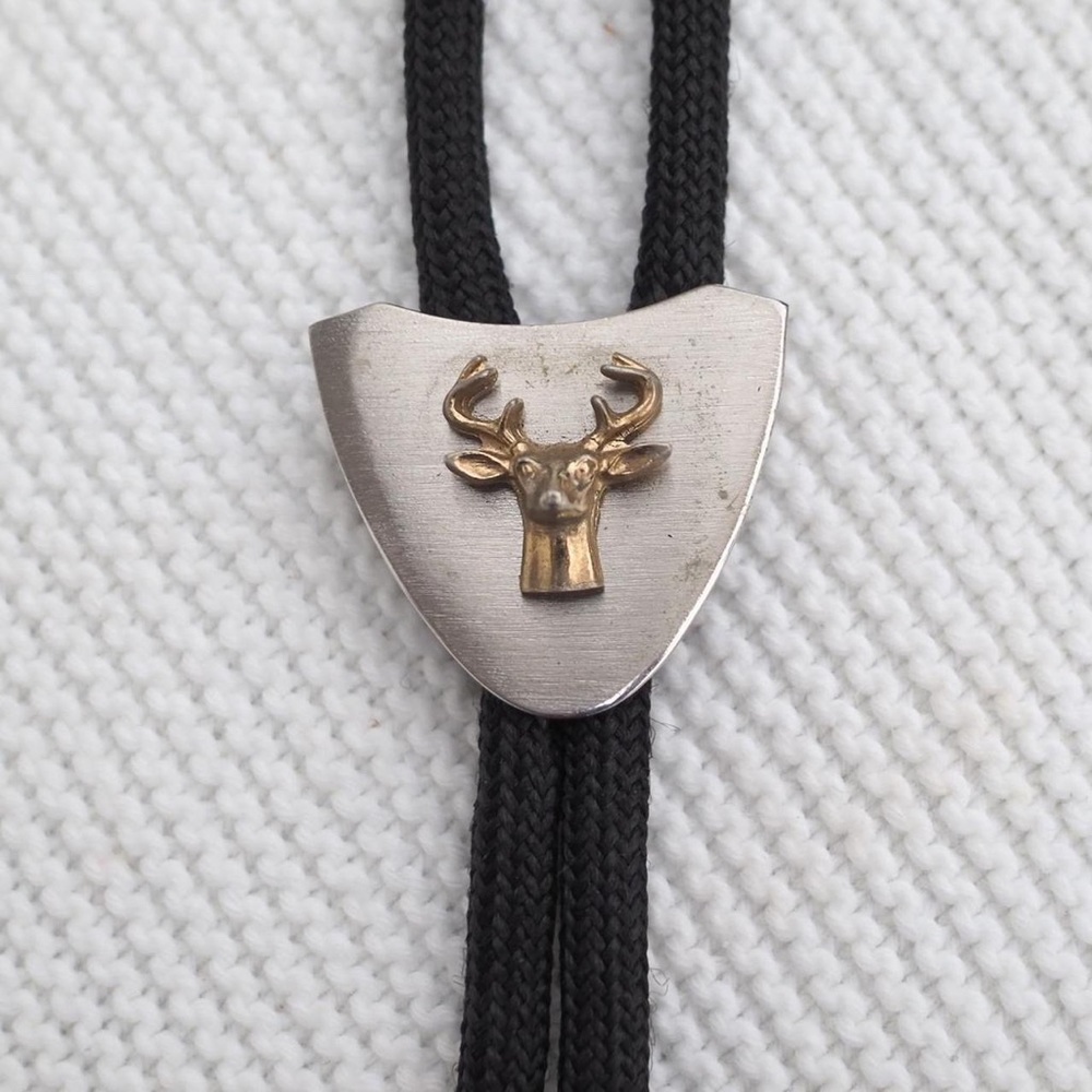 WESTERN COWBOYCORE DEER HEAD BOLO TIE - Picture 3 of 6